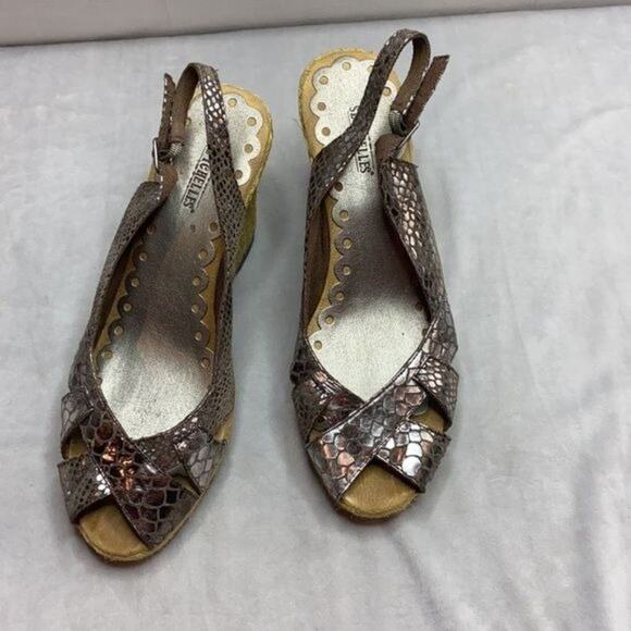 Seychelles Metallic Snake Skin Espadrille Wedges size 10 - Picture 2 of 10
